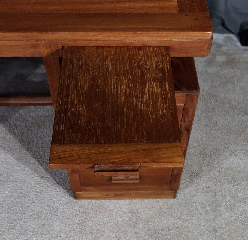 Teak And Mahogany Desk, Pondicherry, Art Deco - 1930-photo-1