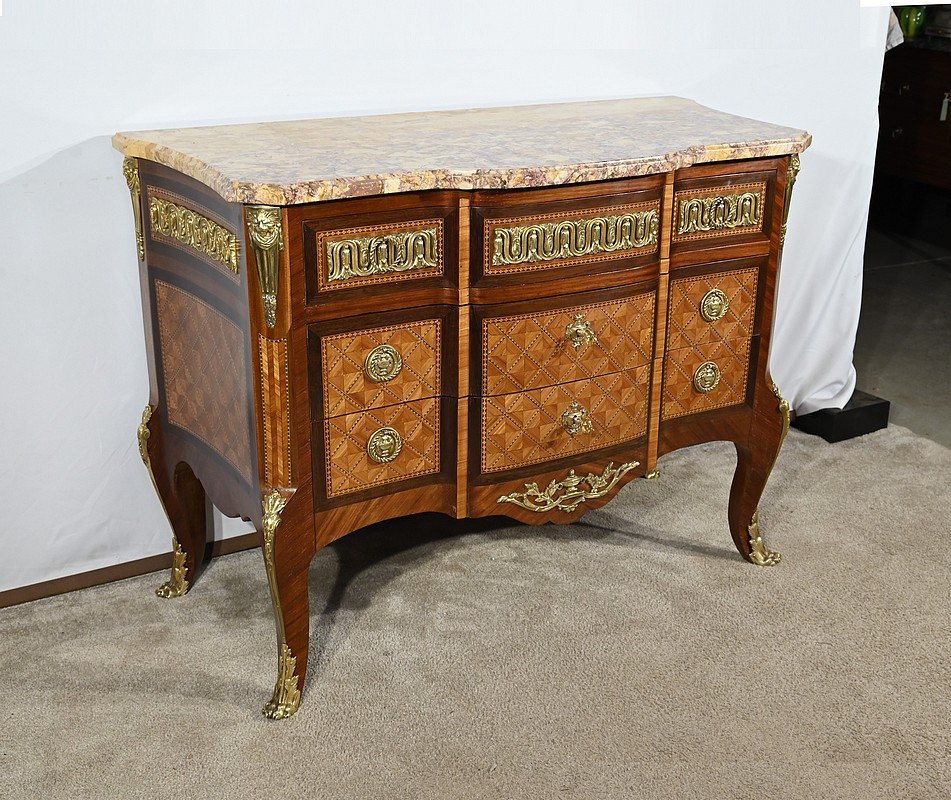 Commode Precious Woods, Louis XV / Louis XVI Transition Style – Late 19th Century-photo-2