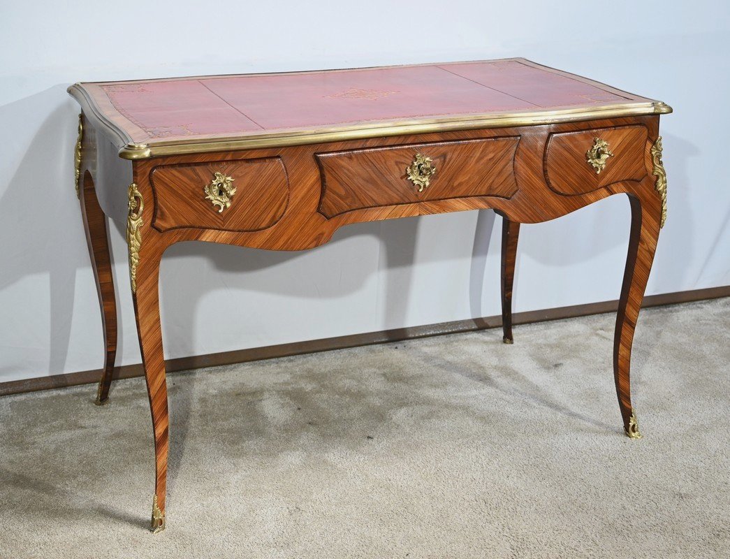 Bureau De Milieu En Bois Précieux, Style Louis XV – Début XXe-photo-2