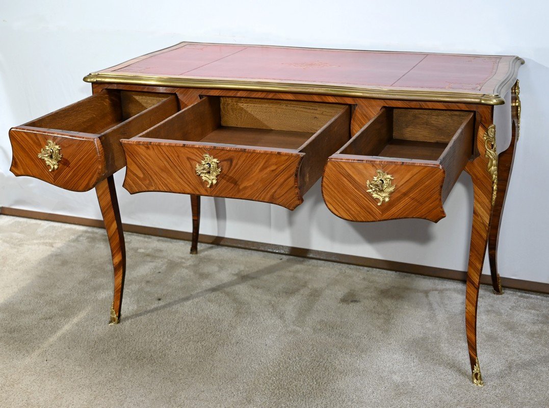 Bureau De Milieu En Bois Précieux, Style Louis XV – Début XXe-photo-3