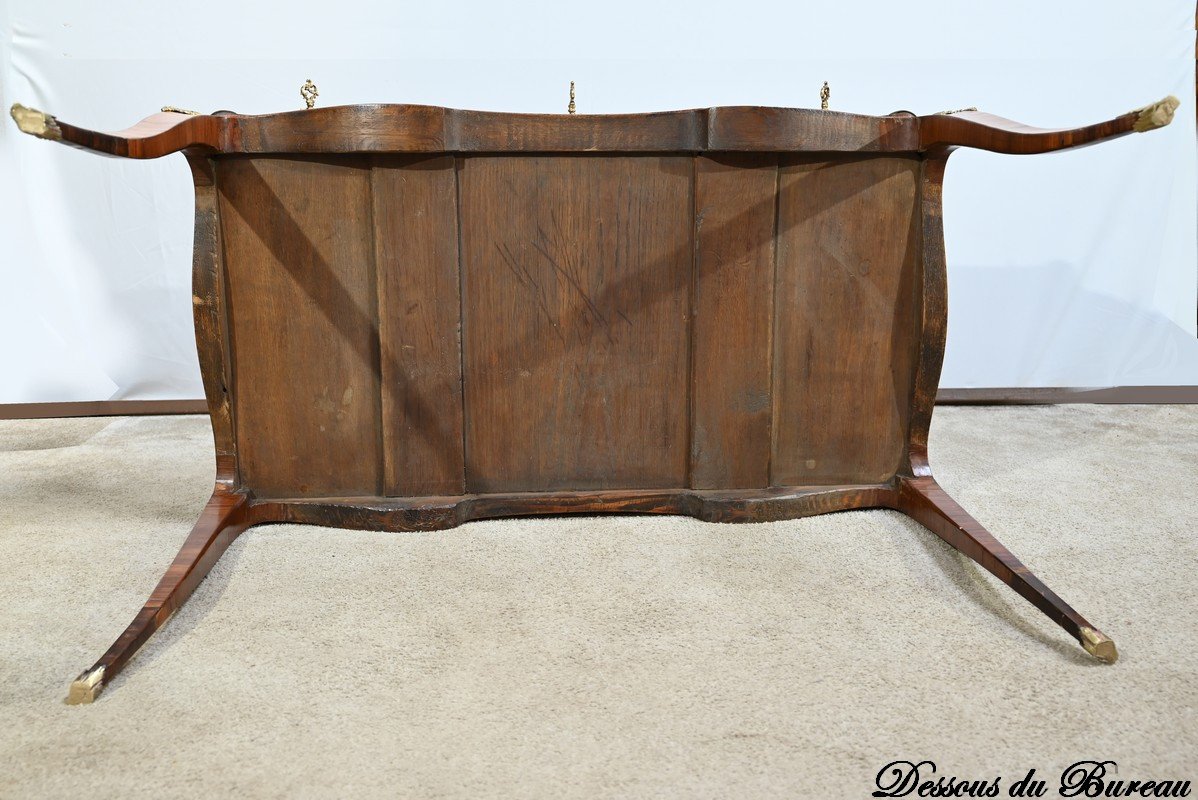 Bureau De Milieu En Bois Précieux, Style Louis XV – Début XXe-photo-8