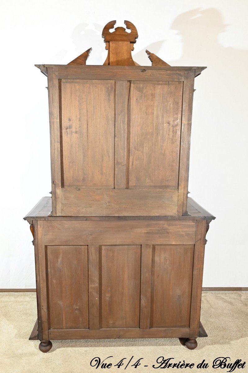 Small Two-body Buffet In Solid Walnut, Renaissance Style – Mid-19th Century-photo-8