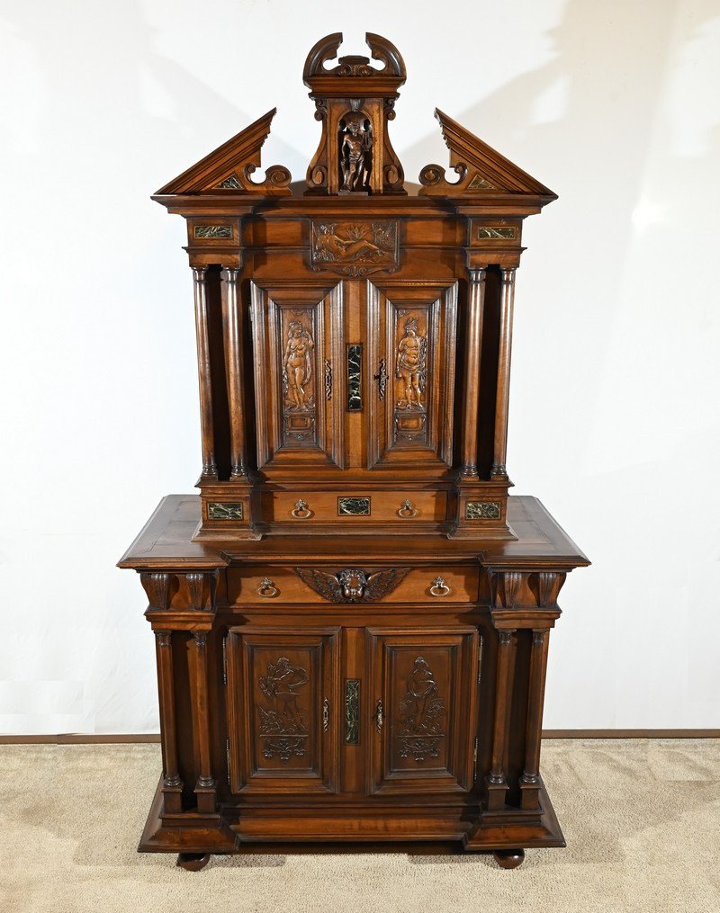 Small Two-body Buffet In Solid Walnut, Renaissance Style – Mid-19th Century