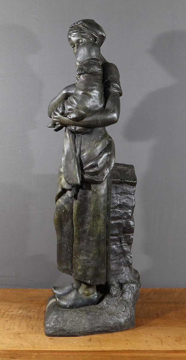 Statue En Régule "jeune Mère" Par L. Steiner - Fin XIXe-photo-3