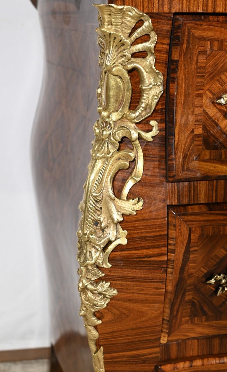 Tomb Commode In Violet Wood Marquetry, Louis XIV / Louis XV Transition Style -photo-3