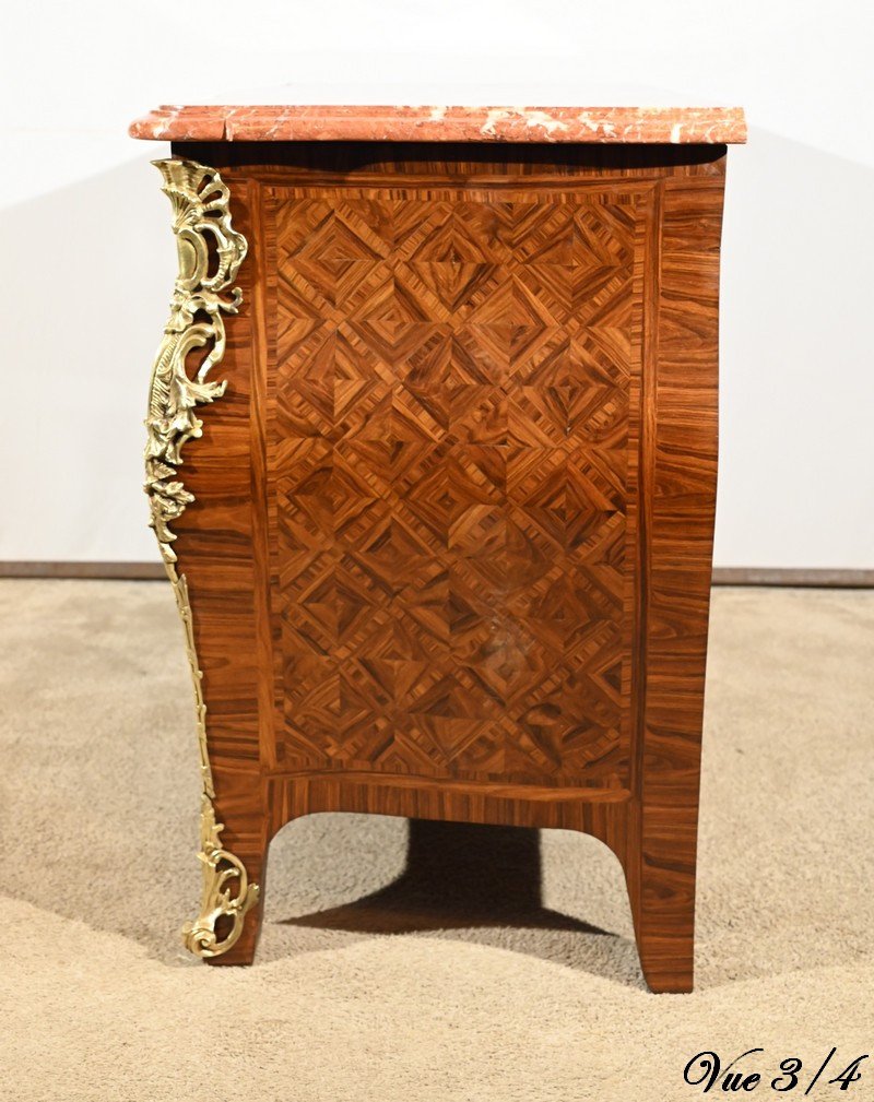 Tomb Commode In Violet Wood Marquetry, Louis XIV / Louis XV Transition Style -photo-7