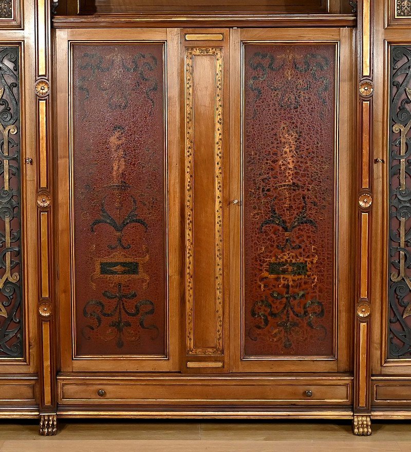 Rares Cabinet De Travail Et Bureau En Noyer, Renaissance Italienne - 1900-photo-4