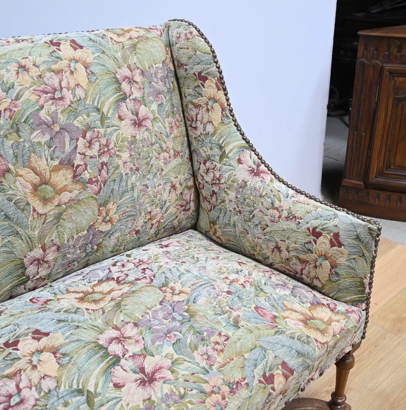 Important Estate Bench With Floral Fabric, Louis XIV Period - Early 18th Century-photo-1