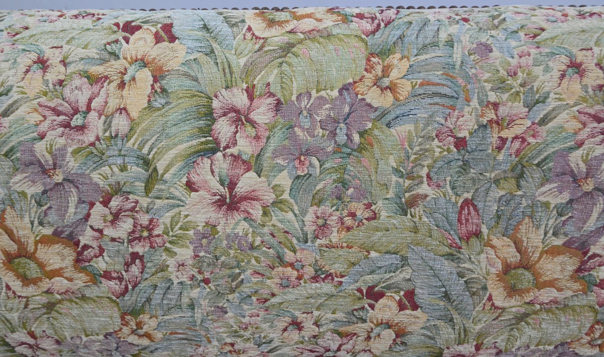 Importante Banquette De Propriété à Tissu Fleuri, époque Louis XIV - Début XVIIIe-photo-2