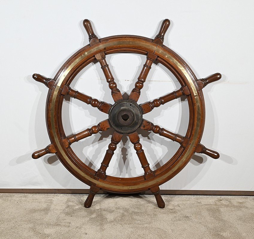 Teak Boat Steering Wheel – Late 19th Century-photo-2