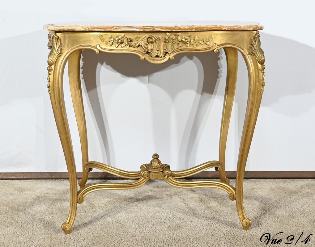 Petite Table De Milieu En Bois Doré, Style Louis XV – Fin XIXe-photo-6