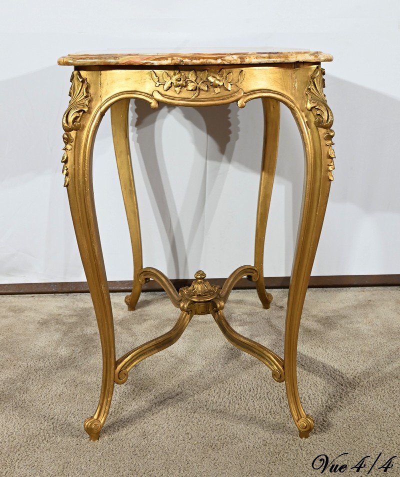 Petite Table De Milieu En Bois Doré, Style Louis XV – Fin XIXe-photo-8