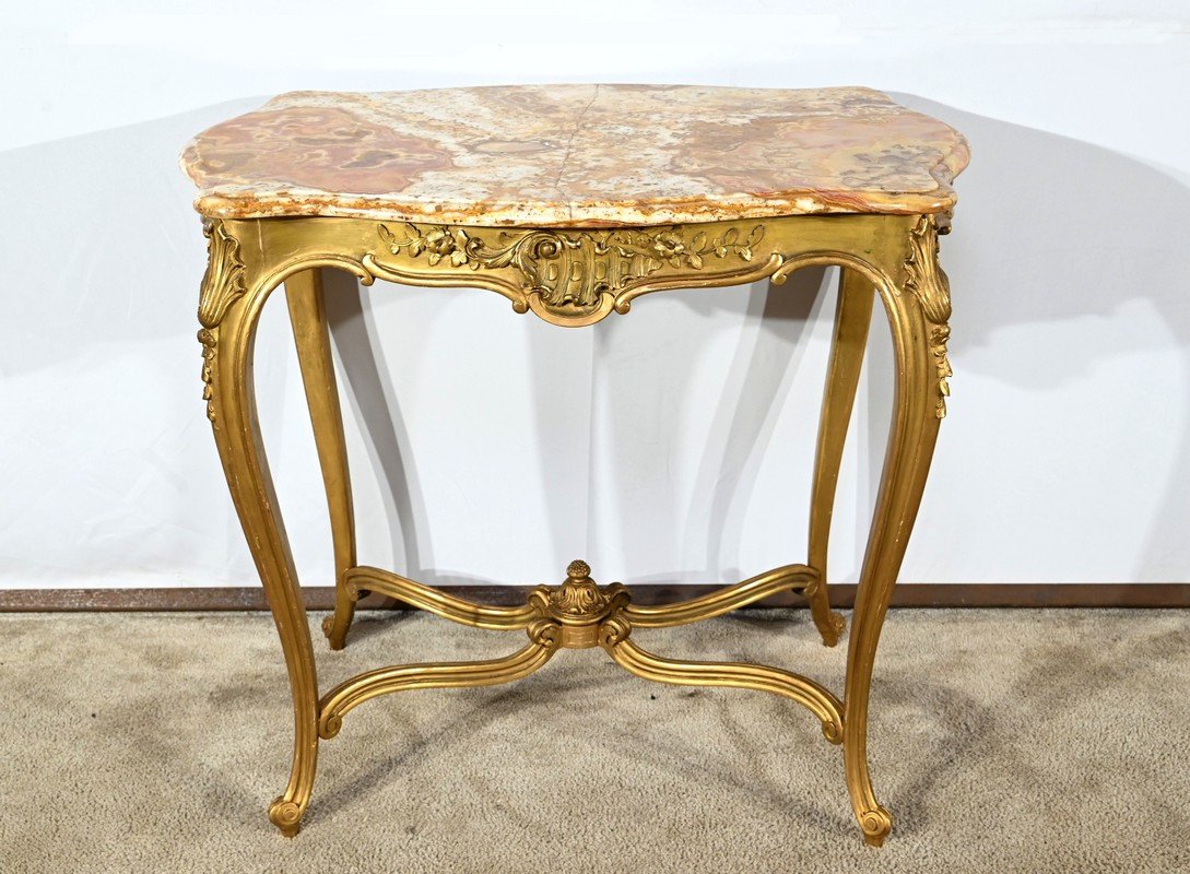 Petite Table De Milieu En Bois Doré, Style Louis XV – Fin XIXe