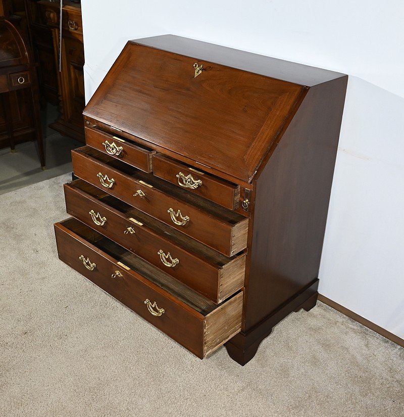 Solid Mahogany Scribanne Chest Of Drawers, Georgian Period, England – 18th Century-photo-3