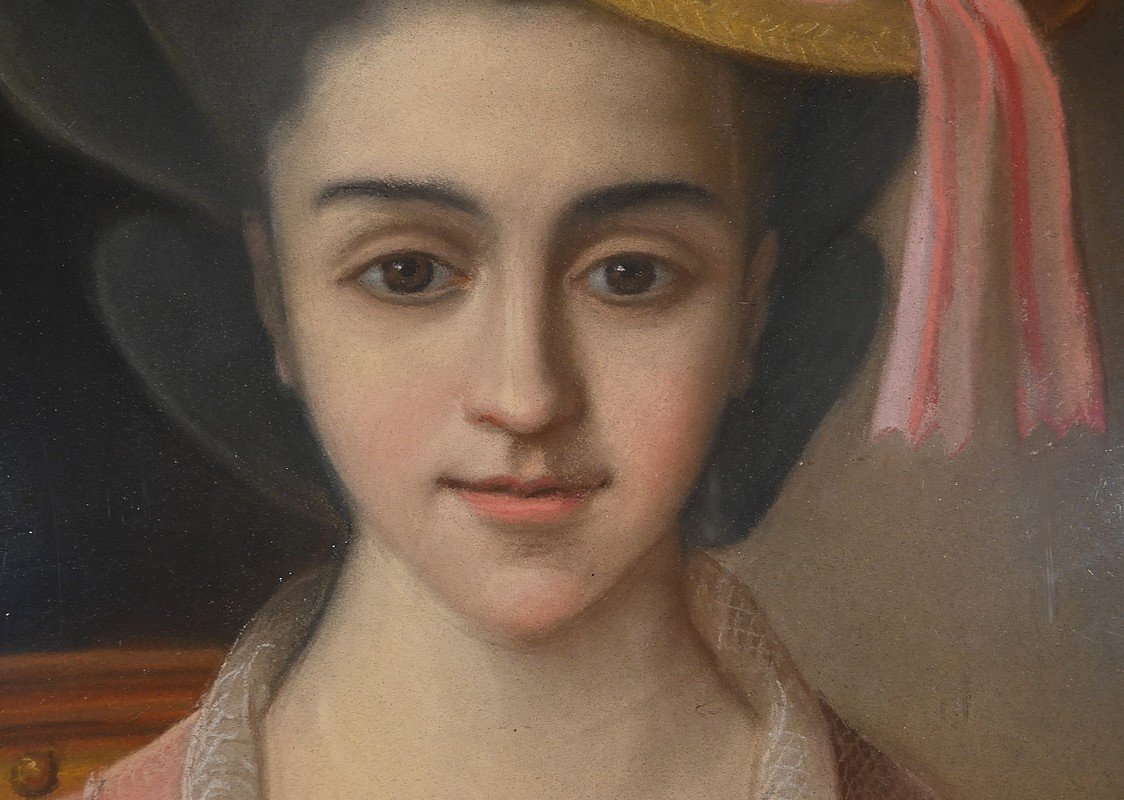 Important Pastel “the Girl With The Canary”, French School Of The 19th Century-photo-4