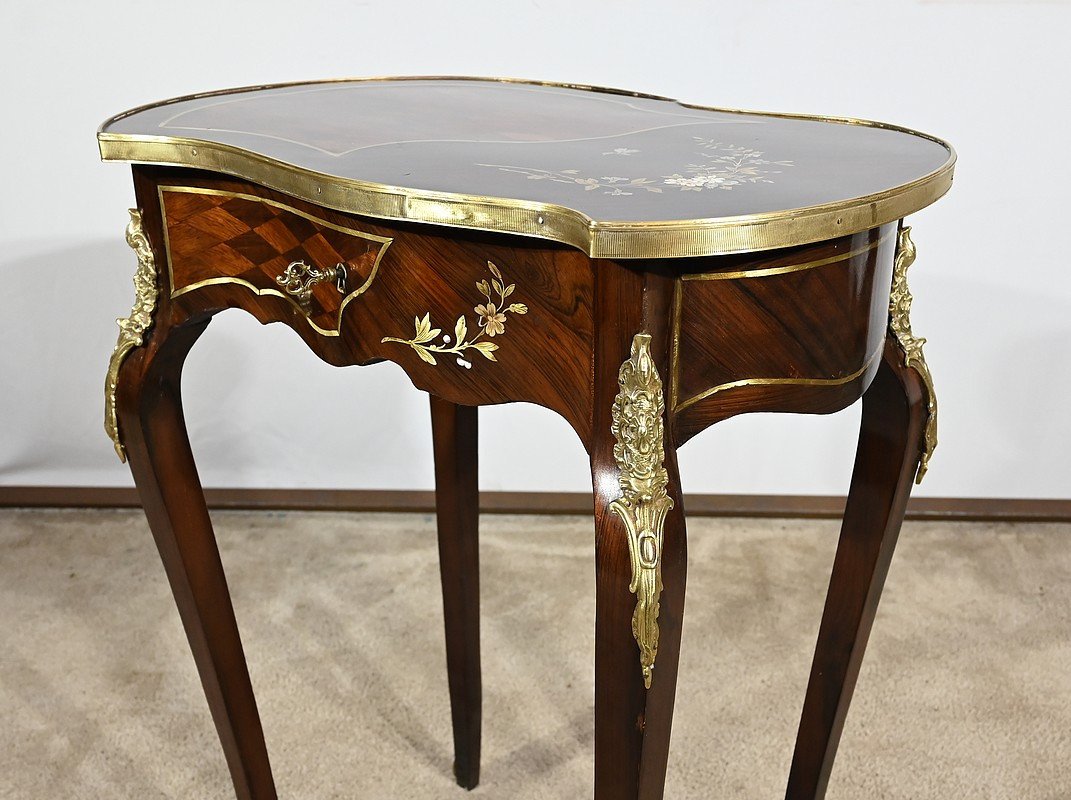 Small Marquetry Coffee Table, Louis XV Style, Napoleon III Period -photo-1