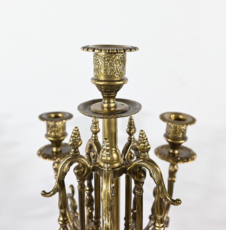 Pair Of Important Gilt Bronze Candelabra, Louis XIV Style – Early 19th Century-photo-2