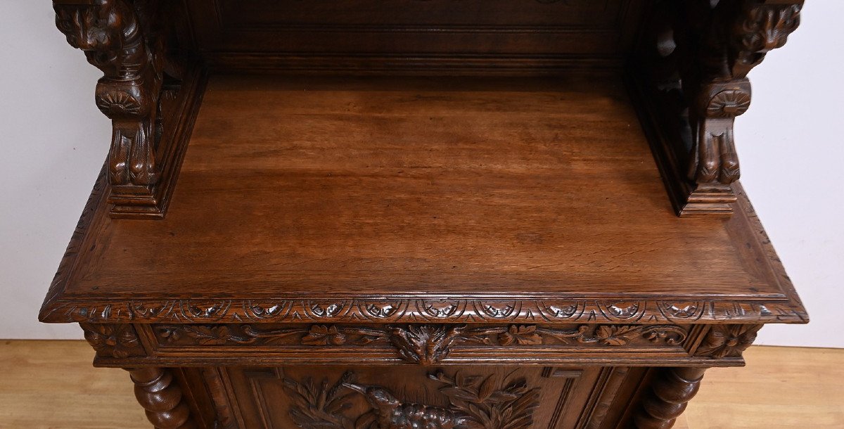 Narrow Oak Display Cabinet, Louis XIII Style – Late 19th Century-photo-3