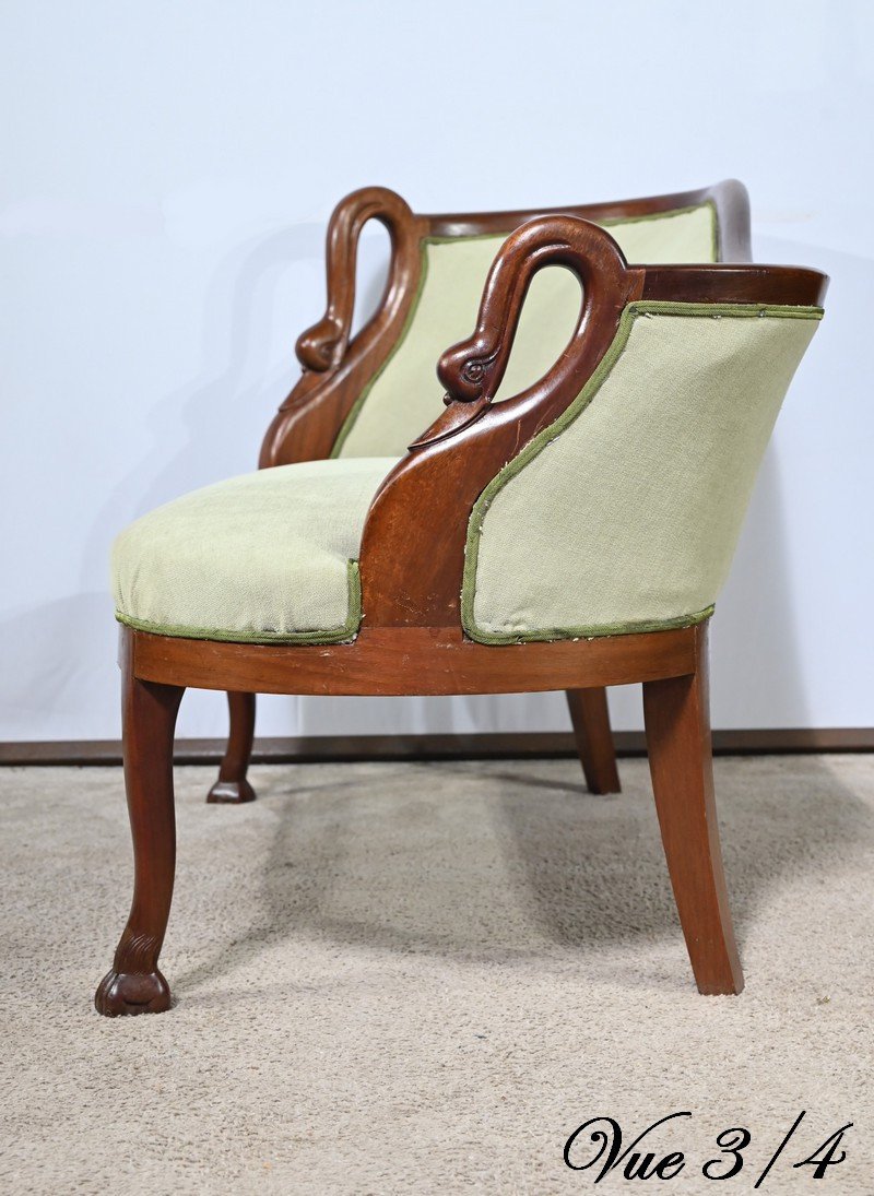 Small Mahogany Daybed With Backsplash, Return From Egypt Style – Early 20th Century-photo-4