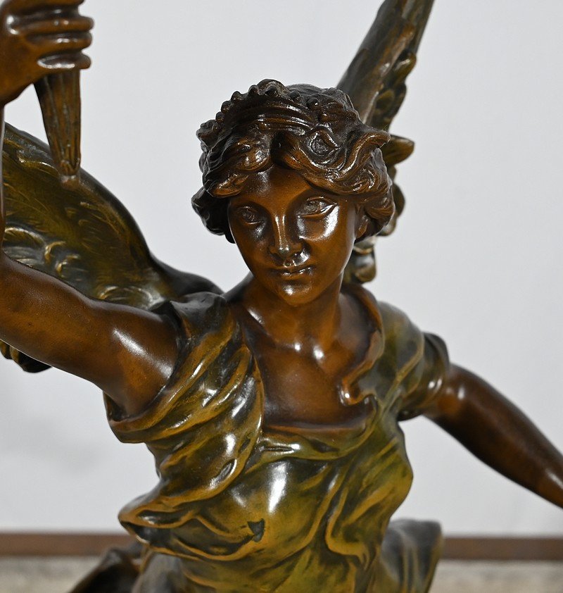 Important Spelter Sculpture, "la Patrie", Signed Ferville Suan - Late 19th Century-photo-3