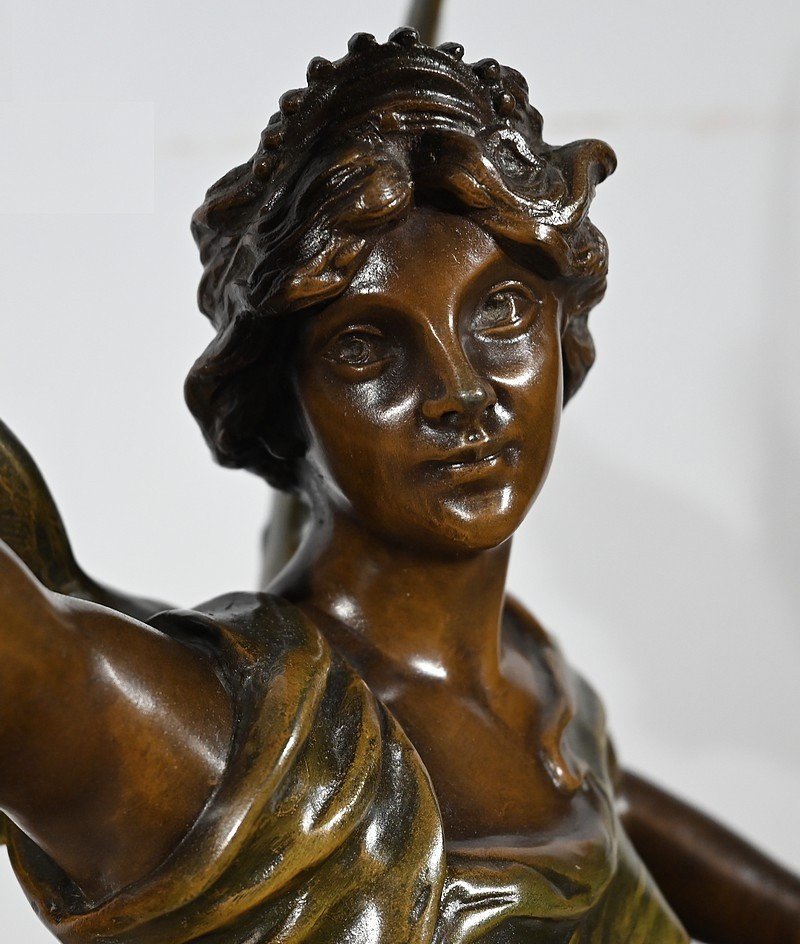 Important Spelter Sculpture, "la Patrie", Signed Ferville Suan - Late 19th Century-photo-4