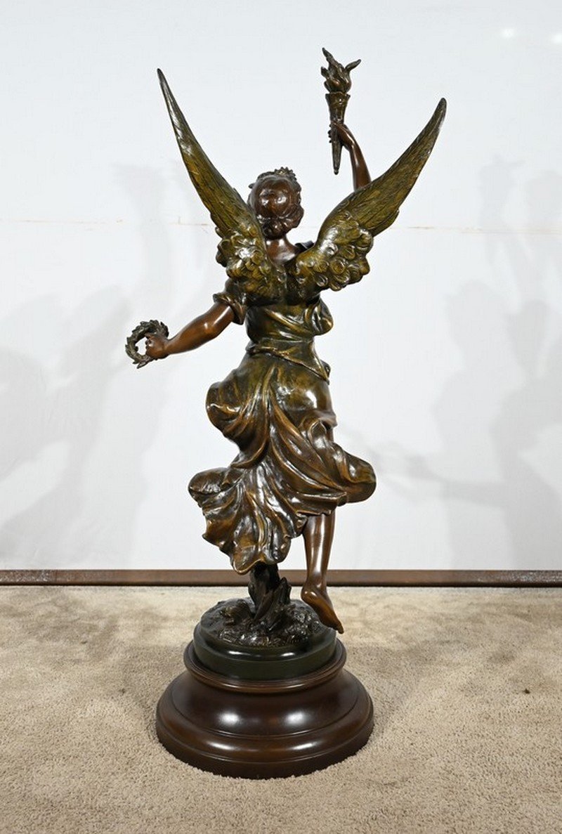 Important Spelter Sculpture, "la Patrie", Signed Ferville Suan - Late 19th Century-photo-4