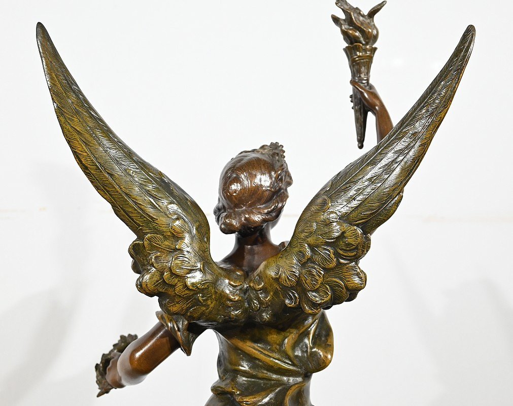 Important Spelter Sculpture, "la Patrie", Signed Ferville Suan - Late 19th Century-photo-5