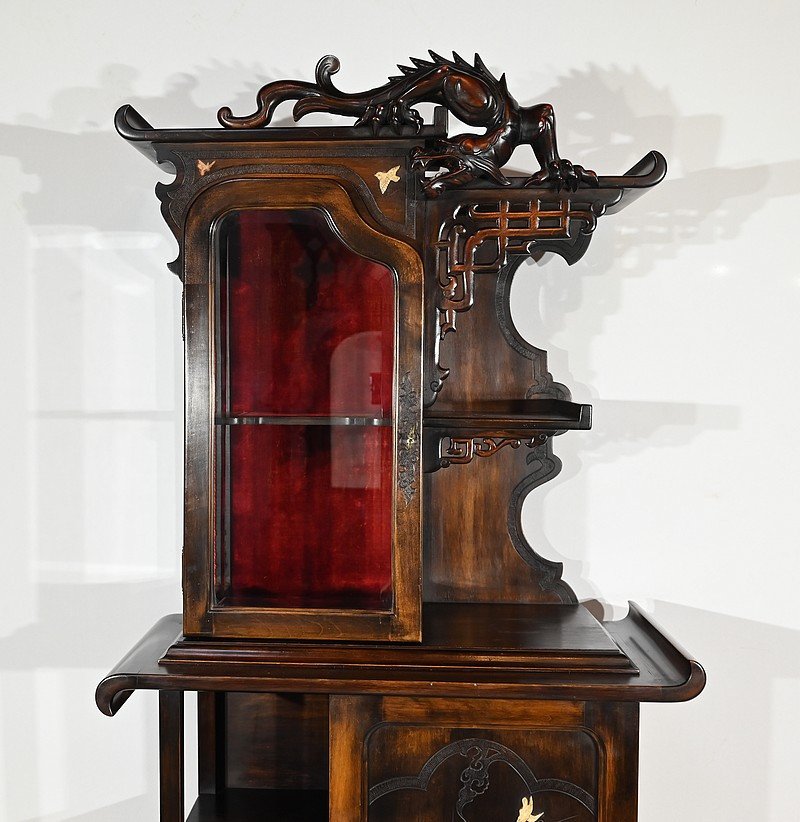 Cabinet Asiatique en Hêtre teinté, goût Viardot – Fin XIXe-photo-4