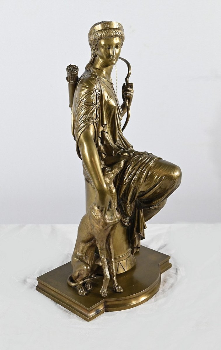 Bronze “diana The Huntress”, Signed Peiffer – 2nd Part 19th Century-photo-8