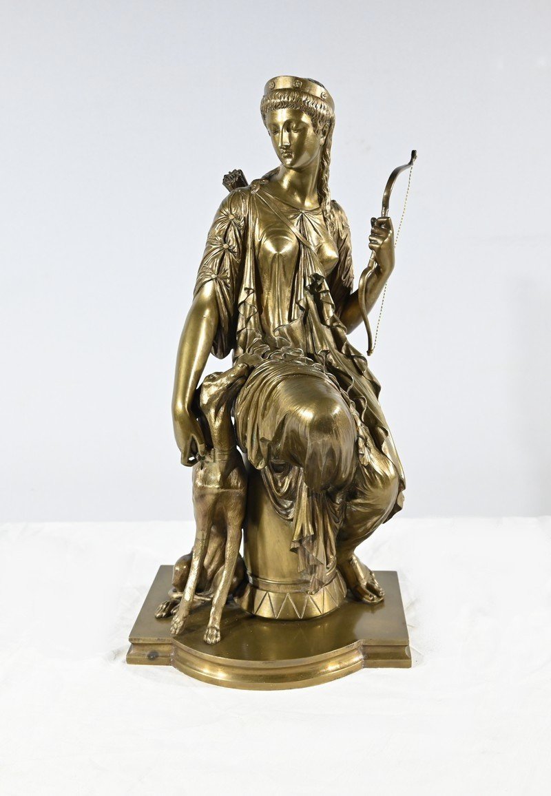 Bronze “diana The Huntress”, Signed Peiffer – 2nd Part 19th Century