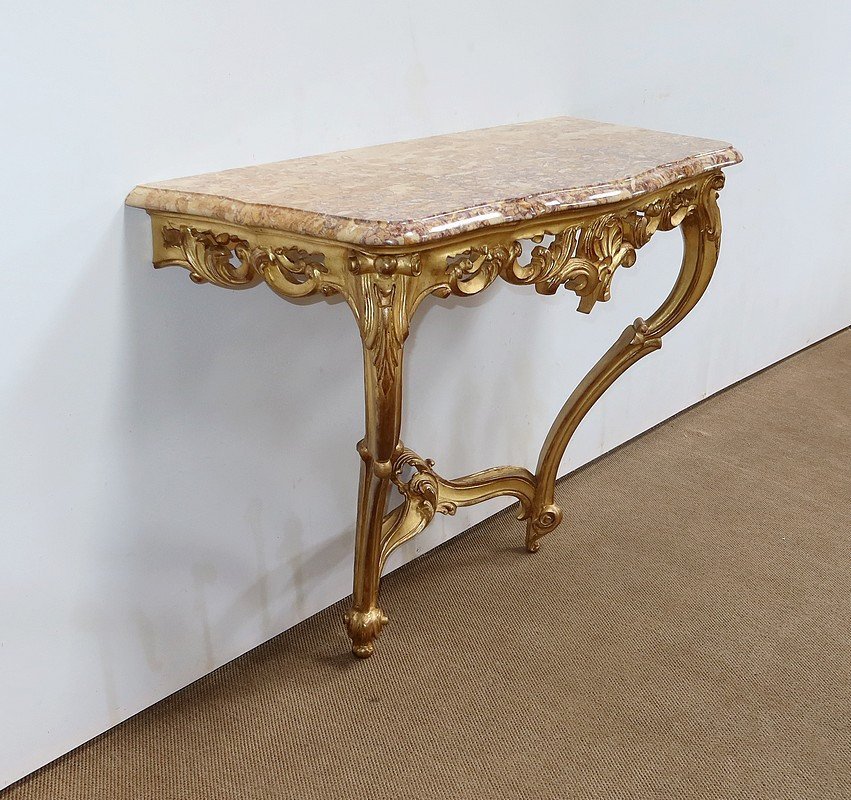 Gilded Wood Wall Console, Louis XV Style – Mid 20th Century-photo-2