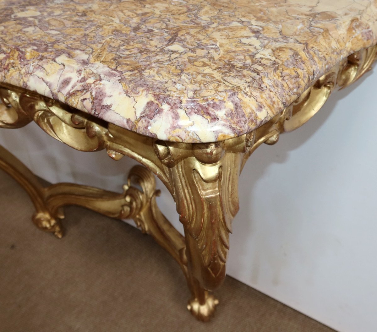 Gilded Wood Wall Console, Louis XV Style – Mid 20th Century-photo-1