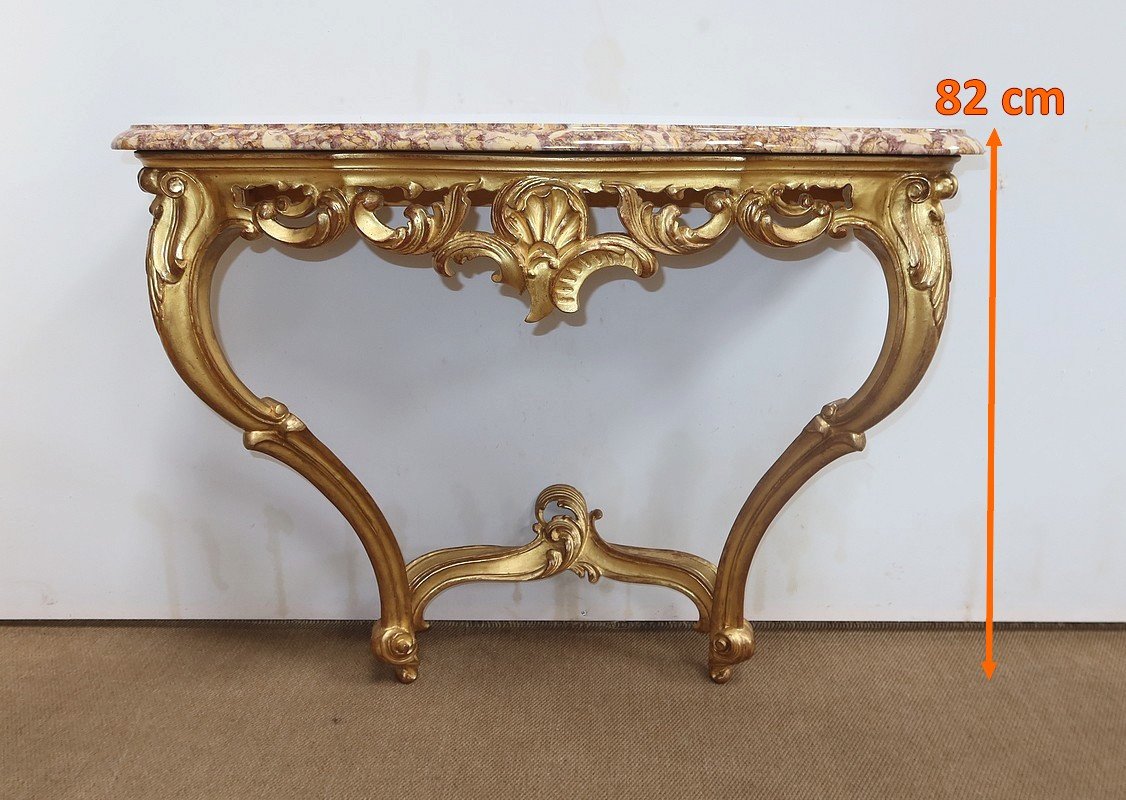 Gilded Wood Wall Console, Louis XV Style – Mid 20th Century-photo-5