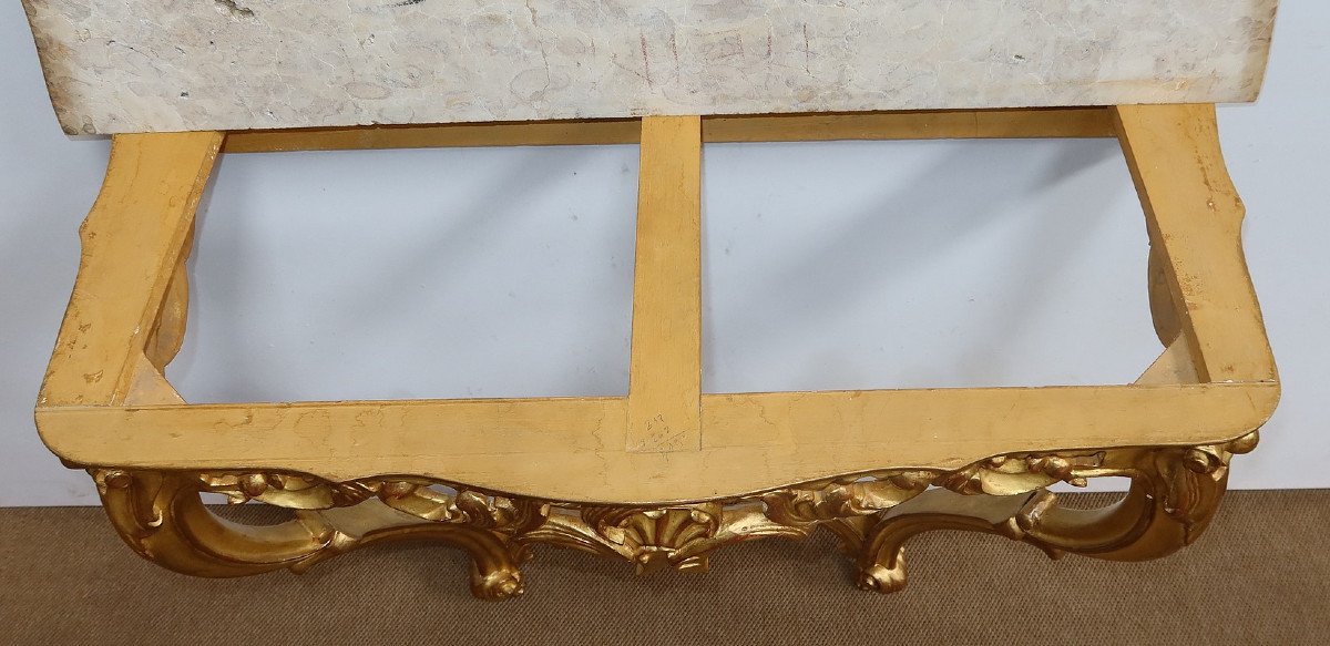 Gilded Wood Wall Console, Louis XV Style – Mid 20th Century-photo-8