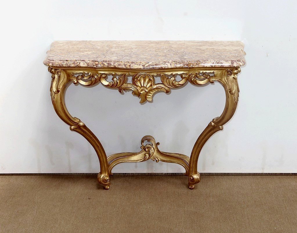 Gilded Wood Wall Console, Louis XV Style – Mid 20th Century