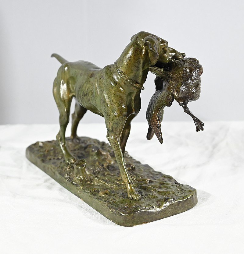 Bronze « braque Au Canard », Signé P.j Mêne – Milieu XIXe-photo-6