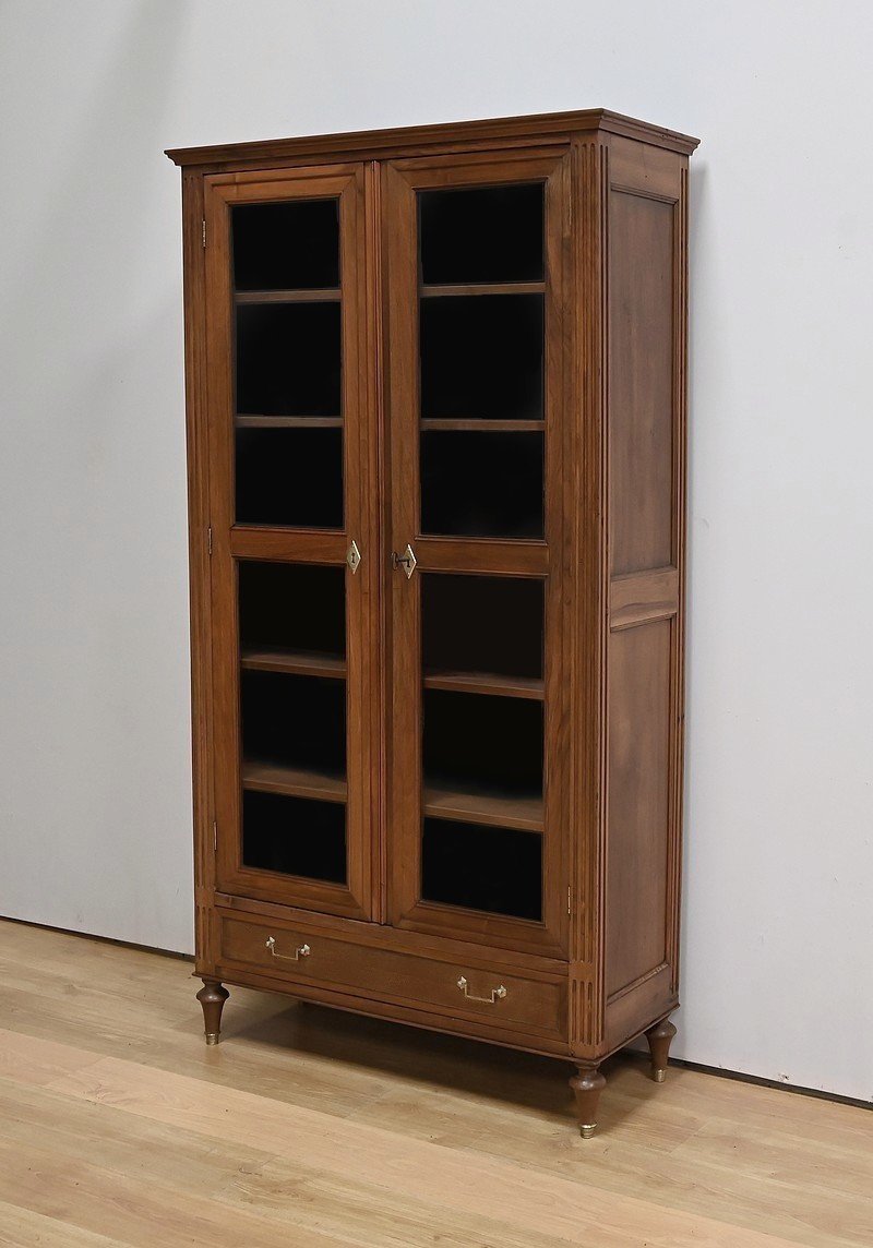 Solid Walnut Bookcase, Louis XVI Style – Mid 19th Century