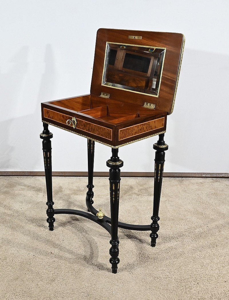 Small Rosewood And Amboyna Burl Coffee Table, Louis XVI Style, Napoleon III Period –-photo-3