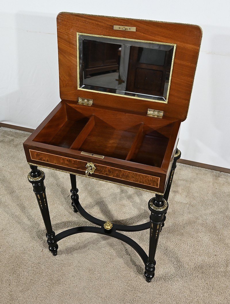 Small Rosewood And Amboyna Burl Coffee Table, Louis XVI Style, Napoleon III Period –-photo-8