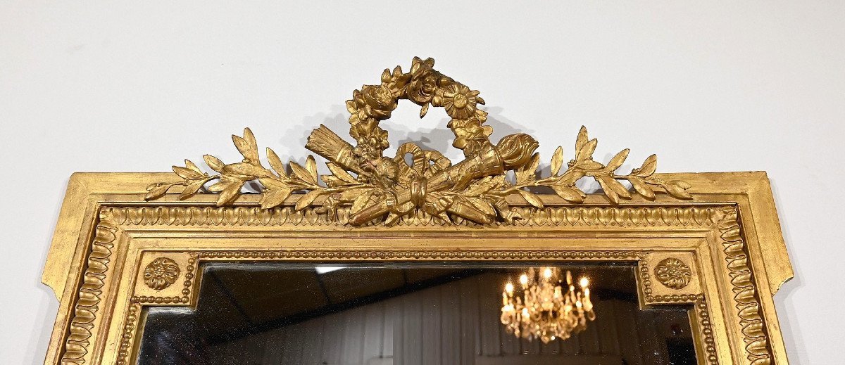 Miroir En Bois Doré, Style Louis XVI, époque Napoléon III – Milieu XIXe-photo-4