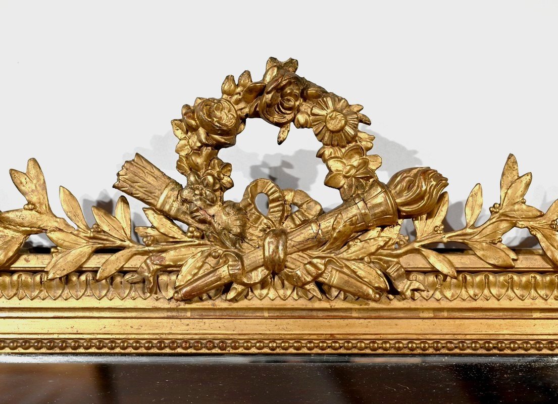 Miroir En Bois Doré, Style Louis XVI, époque Napoléon III – Milieu XIXe-photo-1