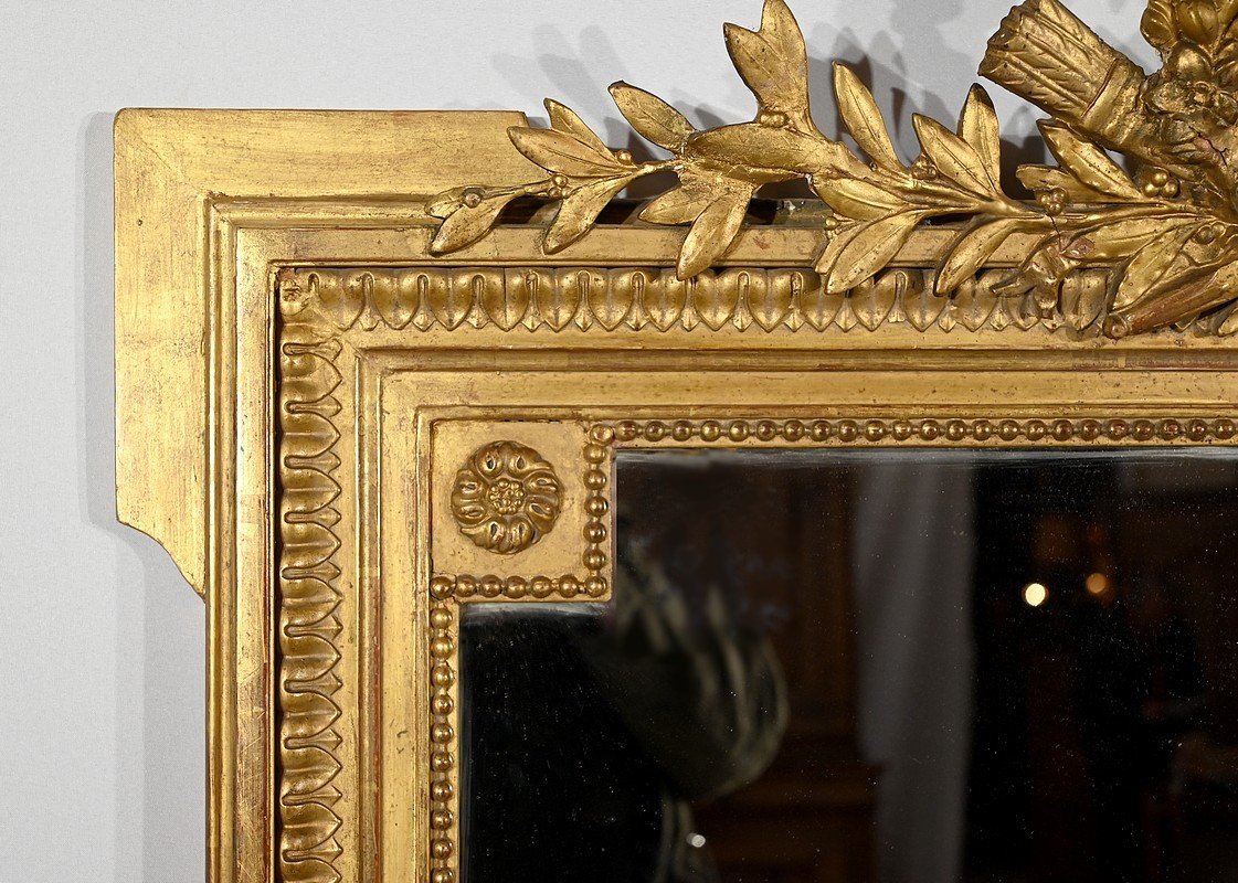 Gilded Wood Mirror, Louis XVI Style, Napoleon III Period – Mid 19th Century-photo-2