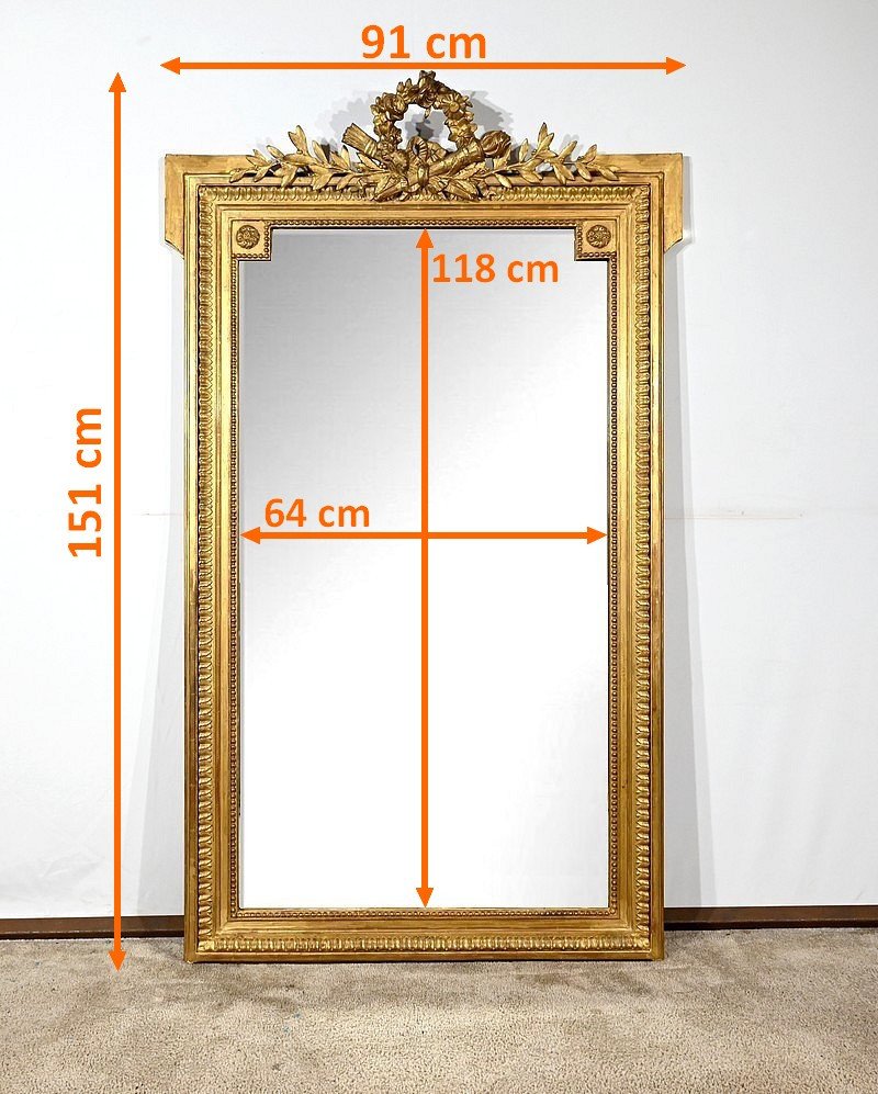 Gilded Wood Mirror, Louis XVI Style, Napoleon III Period – Mid 19th Century-photo-6