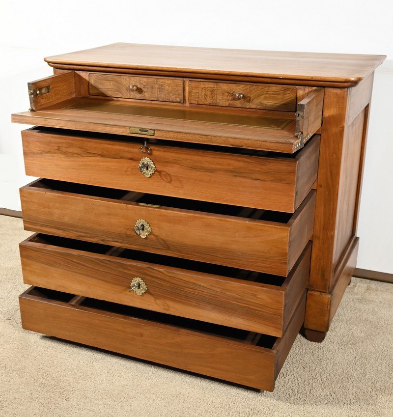 Walnut Writing Chest Of Drawers, Restoration Period – Part 1 Of The 19th Century-photo-3