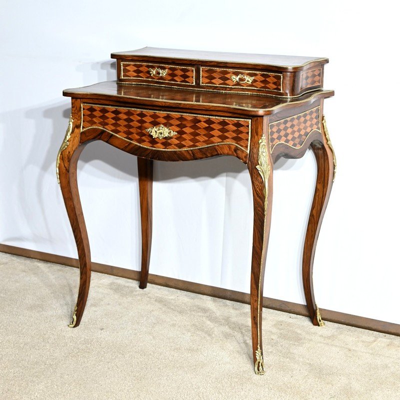 Small Lady's Desk With Steps In Precious Wood, Louis XV Style, Napoleon III Period – Mid 11th Century-photo-2