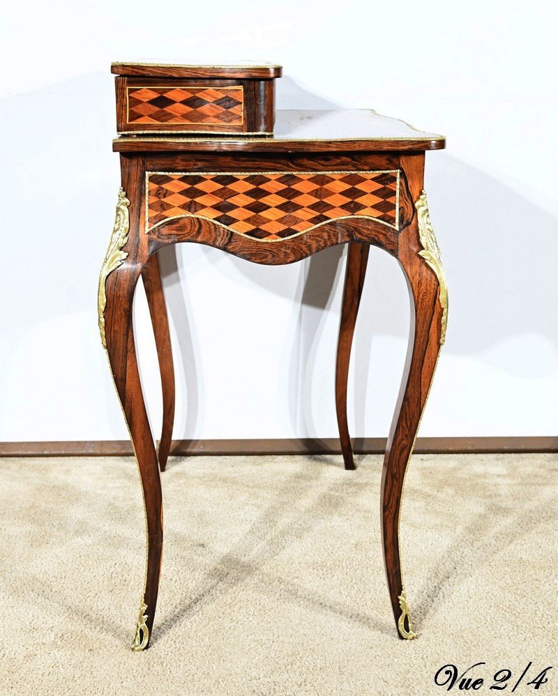 Small Lady's Desk With Steps In Precious Wood, Louis XV Style, Napoleon III Period – Mid 11th Century-photo-4