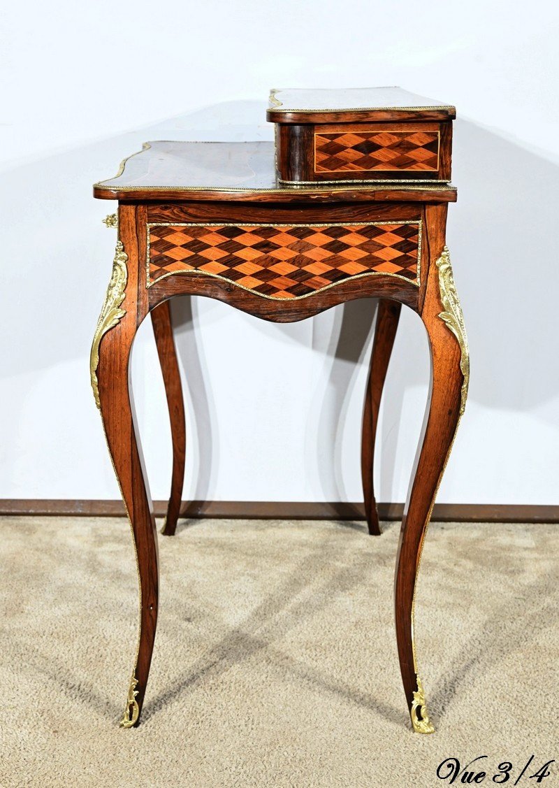 Small Lady's Desk With Steps In Precious Wood, Louis XV Style, Napoleon III Period – Mid 11th Century-photo-5