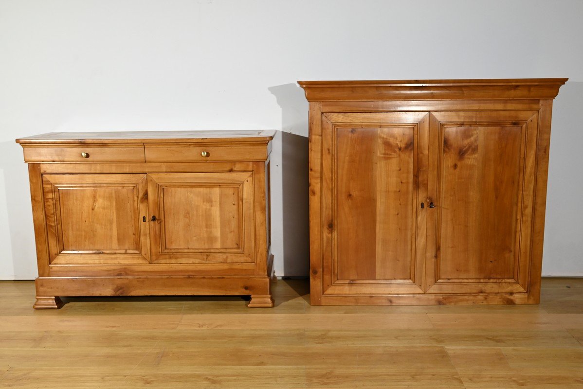 Two-body Sideboard In Cherry Wood, Louis Philippe Period – Mid-19th Century-photo-6