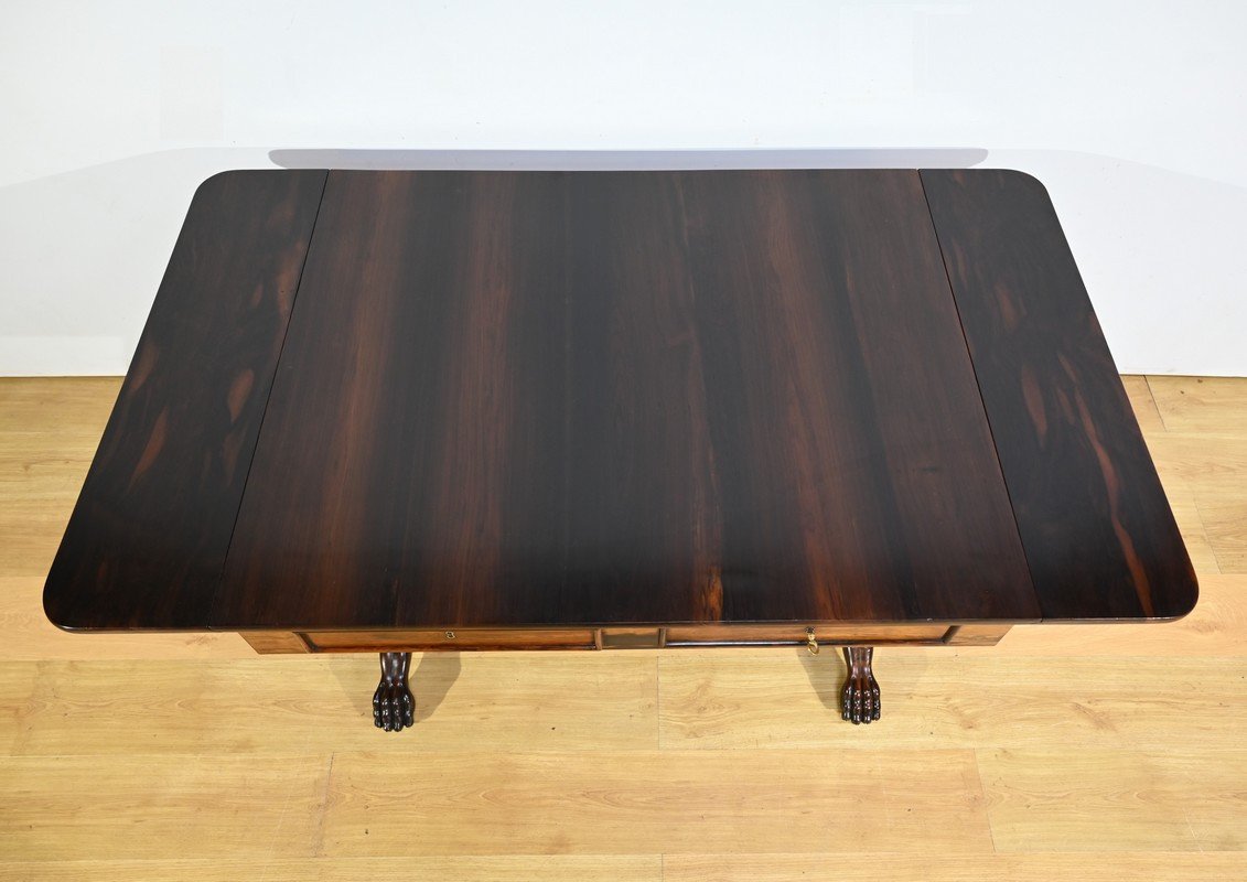 Solid Rosewood Shuttered Desk Table, Restoration Period – Early 19th Century-photo-3