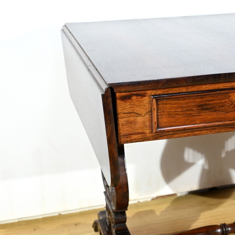 Solid Rosewood Shuttered Desk Table, Restoration Period – Early 19th Century-photo-6